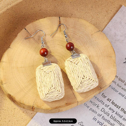 Handcrafted rattan earrings for stylish women
