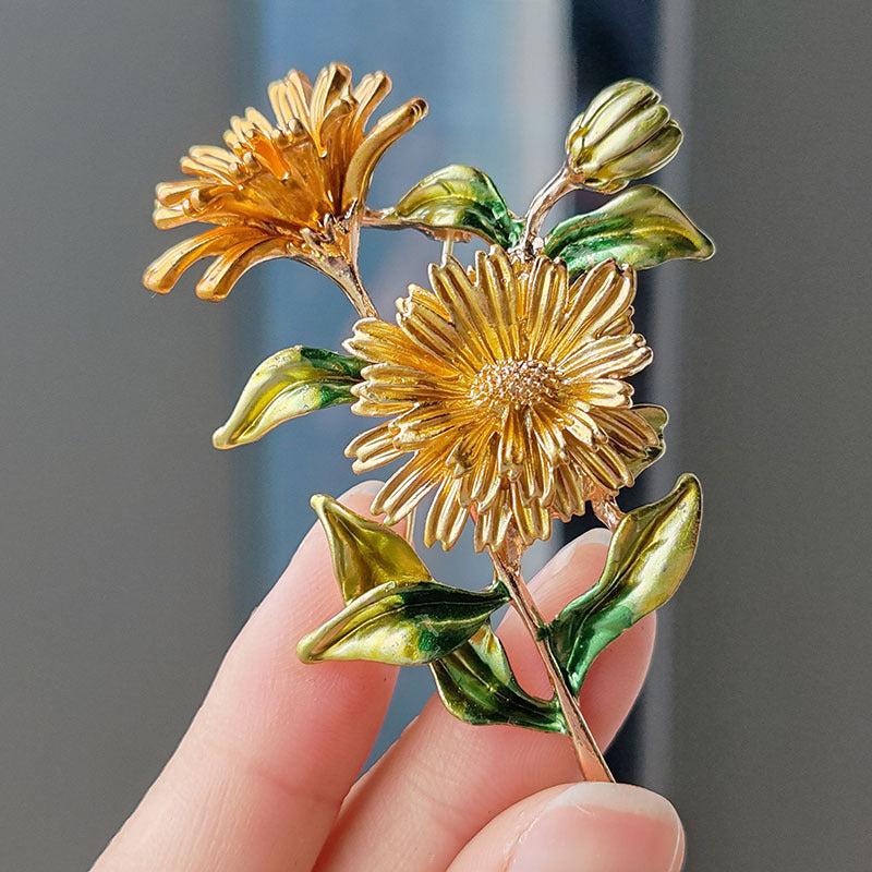 Vibrant Floral Enamel Brooch Pin Multi-color