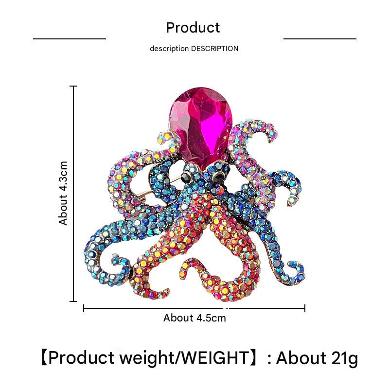 Unique alloy octopus brooch close-up