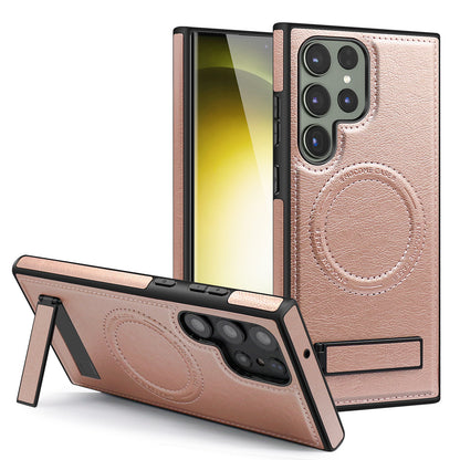 Premium Magnetic Leather Case for Samsung Galaxy S24 Series - Invisible Kickstand & Slim Protection