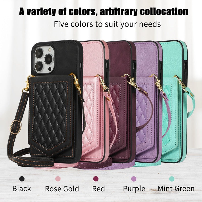 Stylish TPU Wallet Case for iPhone 15/14/13/12 - With Mirror & Stand, Available in Multiple Colors