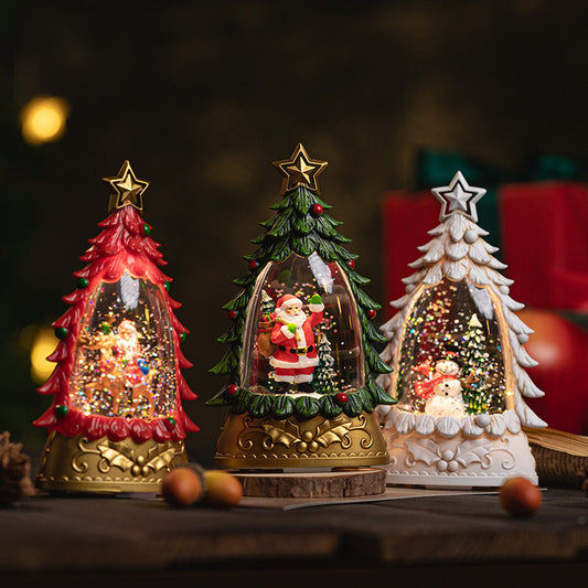 Festive snow globe with green Santa miniature