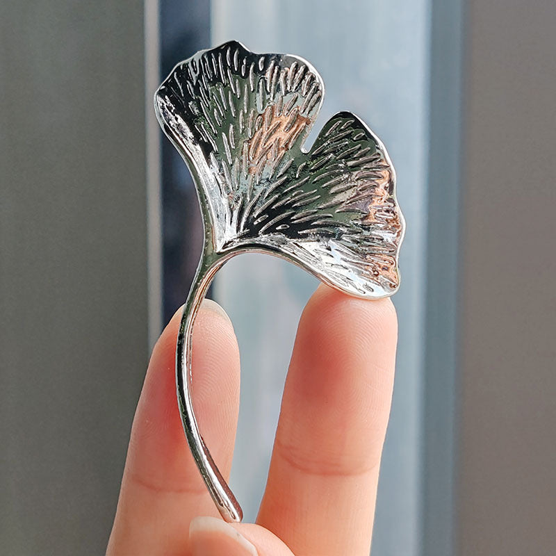 Luxury Ginkgo Leaf Brooch in gold color