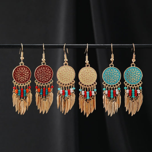Elegant long drop tassel earrings for women