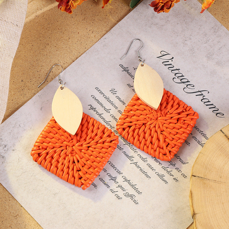 Handcrafted rattan earrings for stylish women
