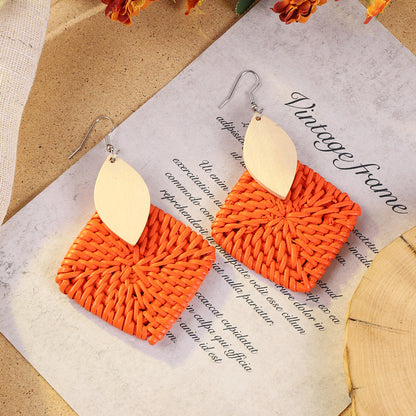 Handcrafted rattan earrings for stylish women