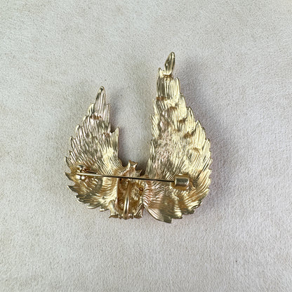 Stylish Gold-Plated Wing Brooch Closeup Image 4