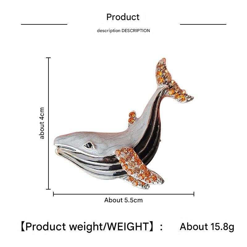 Elegant rhinestone whale and dolphin pin