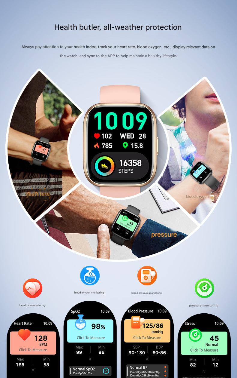 P114 Smartwatch Displaying Health Metrics