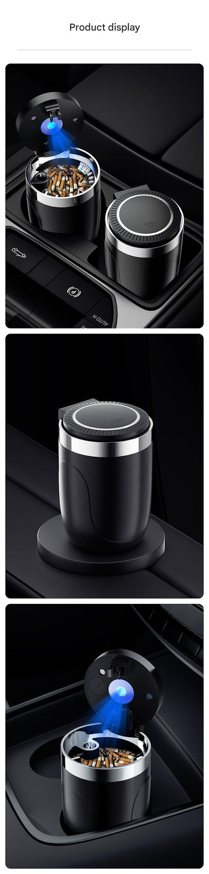 Automotive ashtray with LED