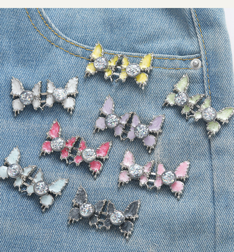 Adjustable Waist Butterfly Buckle with Rhinestones - Side View