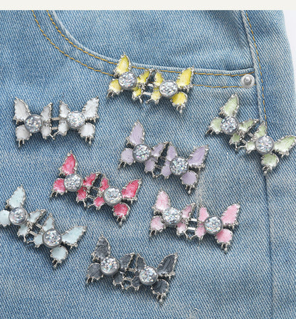 Adjustable Waist Butterfly Buckle with Rhinestones - Side View