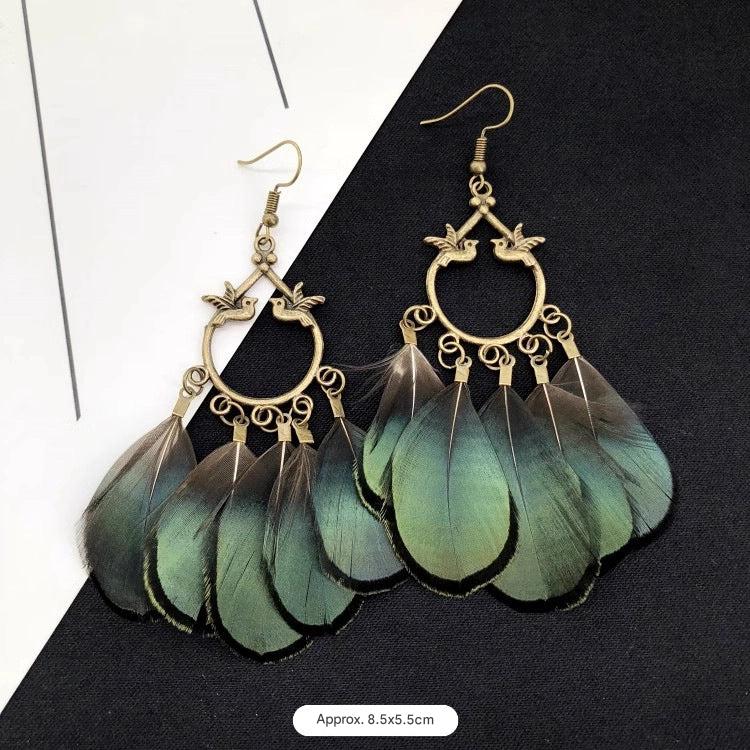Colorful Feather Earrings Display - Image 8