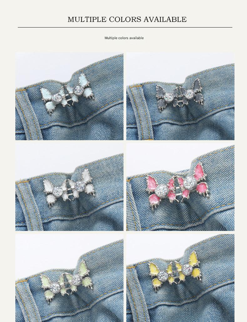 Adjustable Waist Butterfly Buckle with Rhinestones - On Clothing
