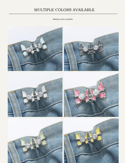 Adjustable Waist Butterfly Buckle with Rhinestones - On Clothing