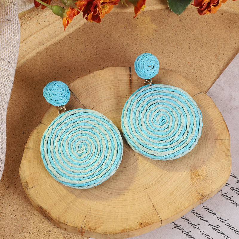 Bohemian vintage woven rattan earrings design 1
