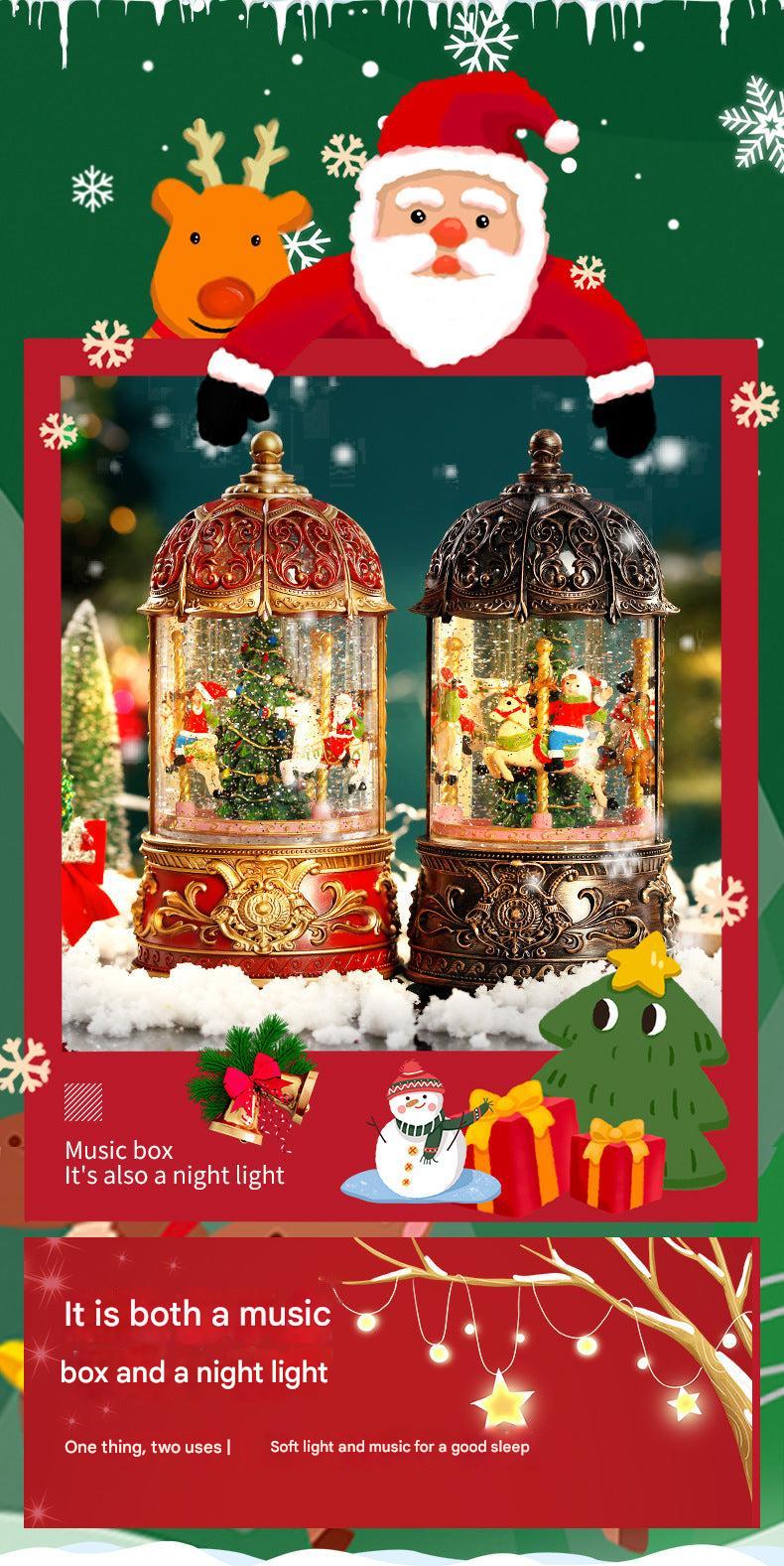 decorative christmas carousel with santa figurine