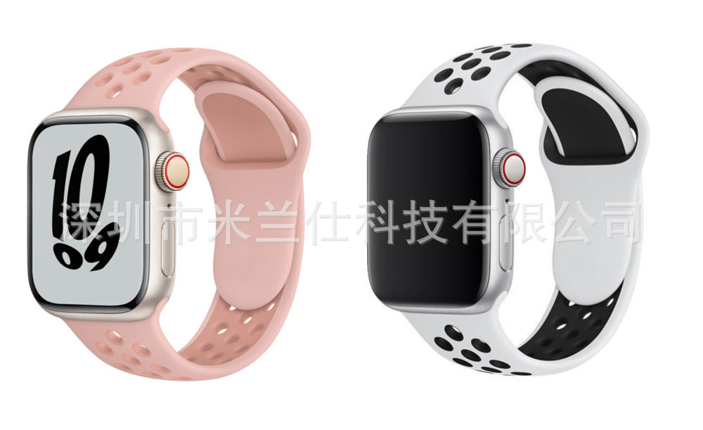 Dual Color Silicone Sport Band for Apple Watch Series 6, 7, 8, SE and Ultra - Comfortable & Durable