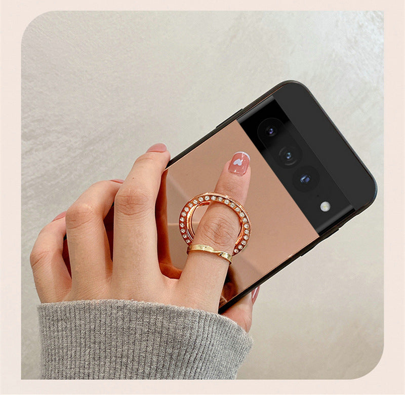 Sleek Mirror Phone Case Stand for Google Pixel 9 | Makeup Mirror, Full Protection, Available in Gold & Silver