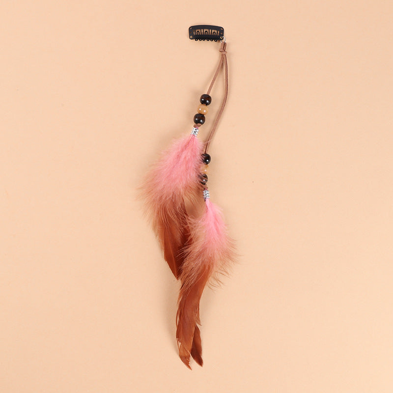 Handmade feather hair clip close-up - image 3