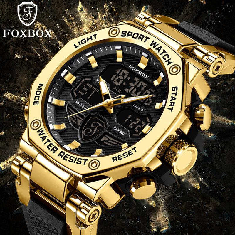 Sporty design waterproof watch in black