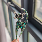 Cat Animal Brooch - Green