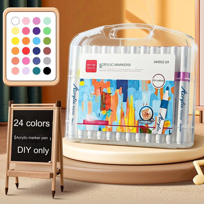 Vibrant Acrylic Markers Set - Water-Based, Quick-Drying, Non-Toxic Markers for Kids & Adults - Perfect for Art Projects, Crafting, and Coloring - 12 to 48 Colors