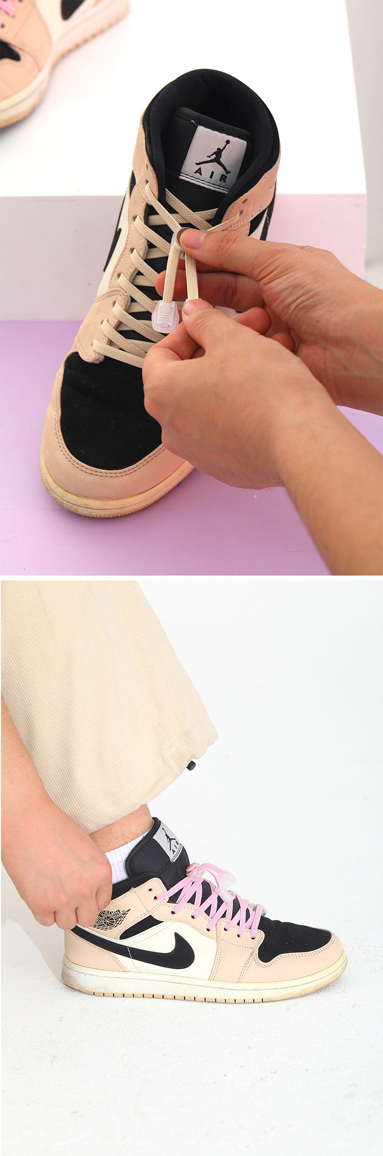 Easy slip-on elastic lace clips for kids