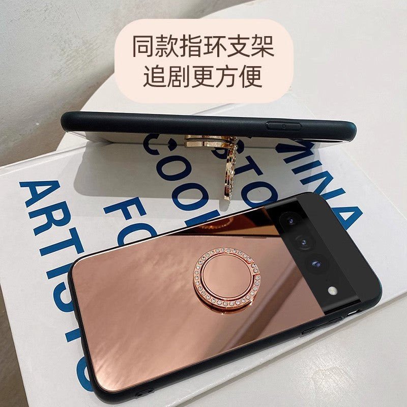 Sleek Mirror Phone Case Stand for Google Pixel 9 | Makeup Mirror, Full Protection, Available in Gold & Silver