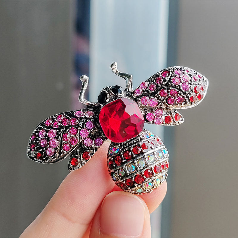 Bee brooch styled on a jacket