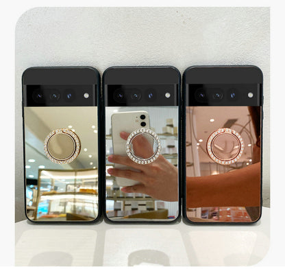 Sleek Mirror Phone Case Stand for Google Pixel 9 | Makeup Mirror, Full Protection, Available in Gold & Silver