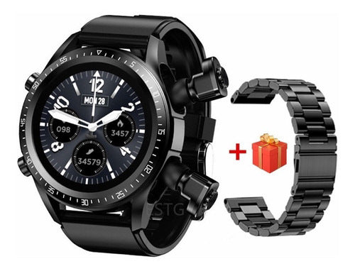 Smartwatch with earbuds front view