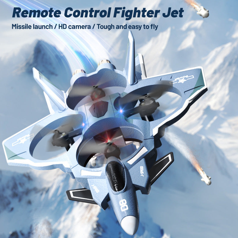 JJRC remote control aircraft flying over a field