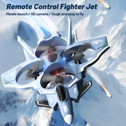 JJRC remote control aircraft flying over a field