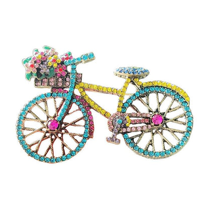 Stylish rhinestone bicycle brooch pin design 2