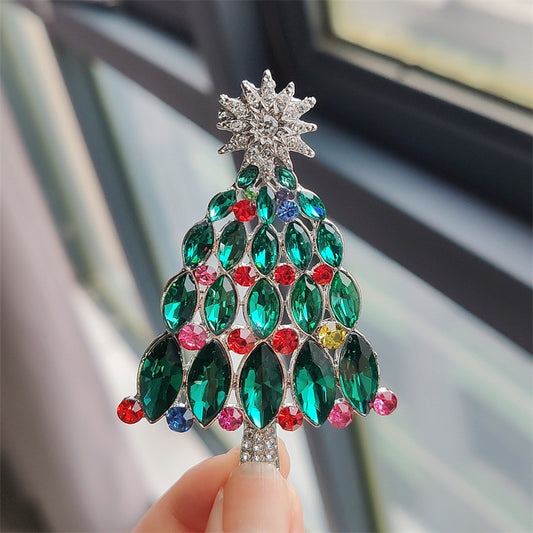 green christmas tree brooch sparkling rhinestones image 1