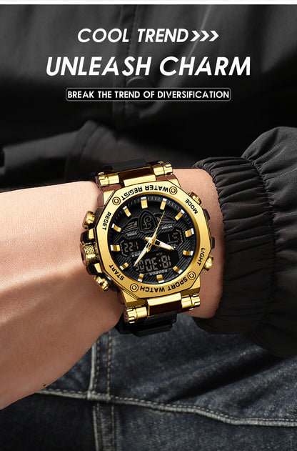 Zinc alloy case digital watch on wrist