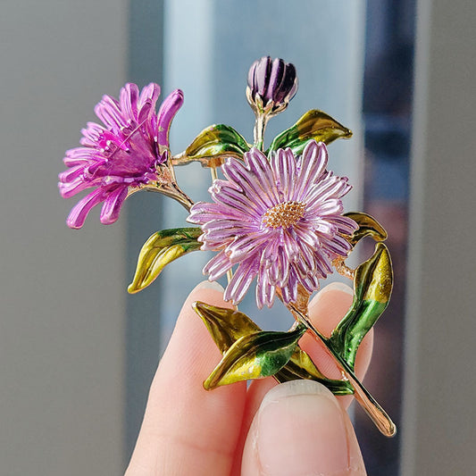 Vibrant Floral Enamel Brooch Pin Collection
