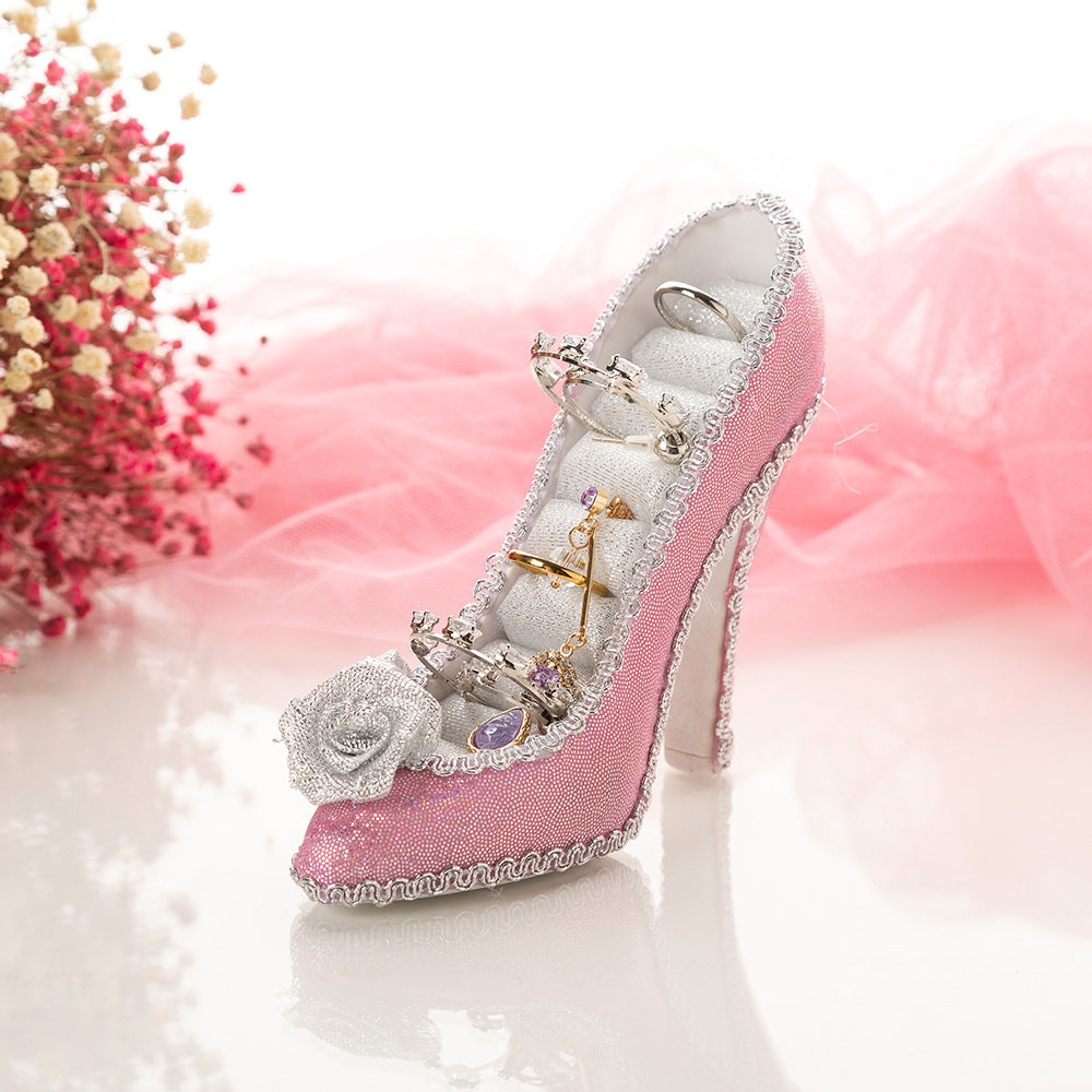 fancy purple velvet high heel ring holder