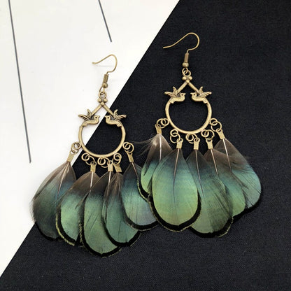Colorful Feather Earrings Display - Image 8