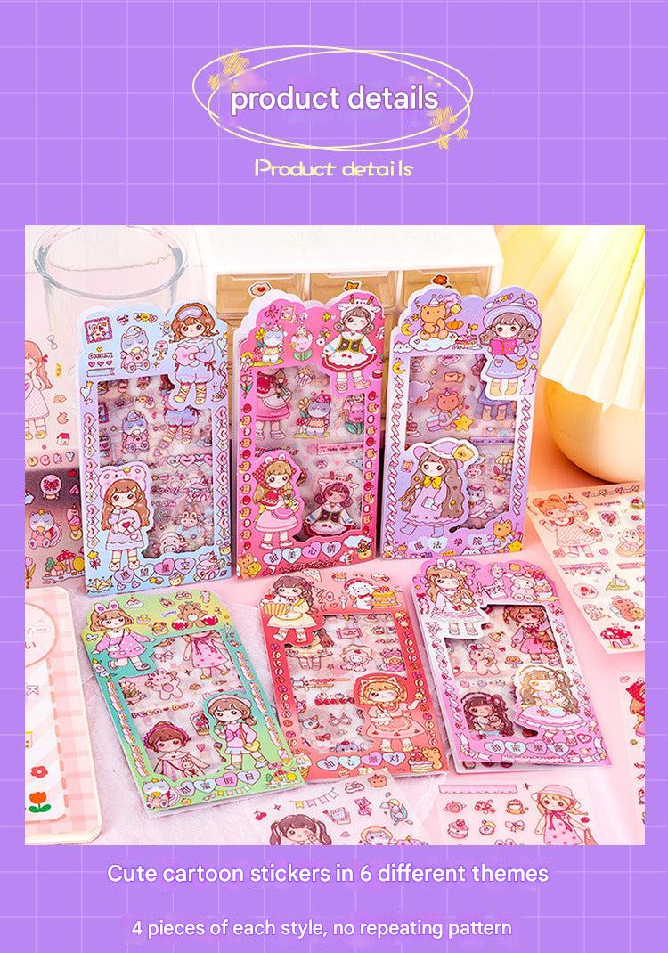 expressive girl cartoon stickers collection