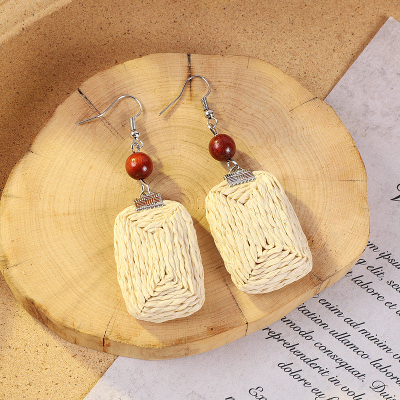 Handcrafted rattan earrings for stylish women