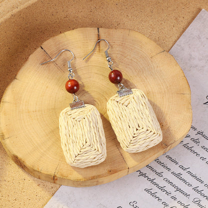 Handcrafted rattan earrings for stylish women