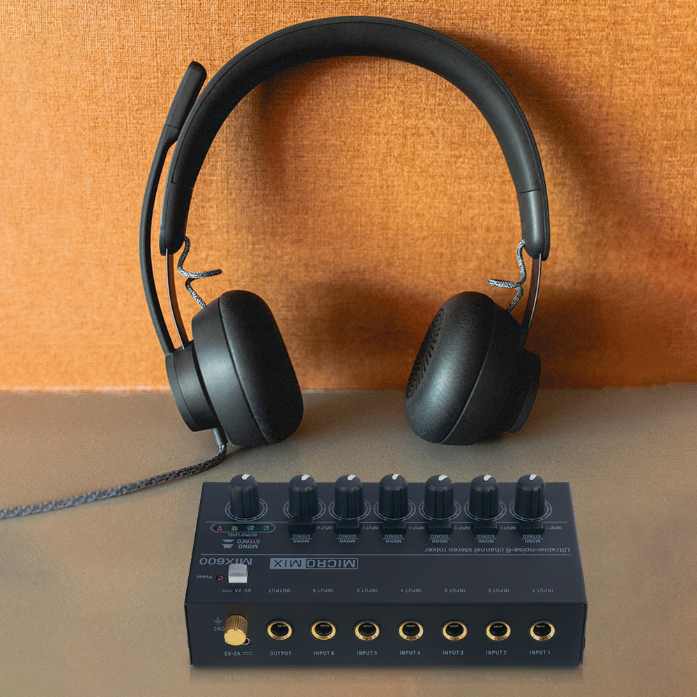 6-channel stereo audio mixer for live streaming