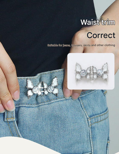 Adjustable Waist Butterfly Buckle with Rhinestones - Front View