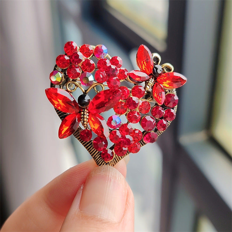 Elegant Butterfly Heart Brooch for Women's Fashion
