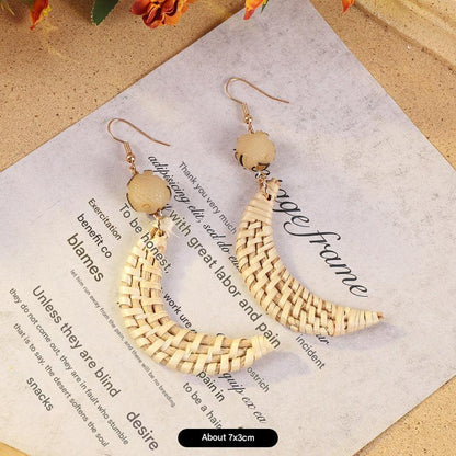 Bohemian vintage woven rattan earrings design 1