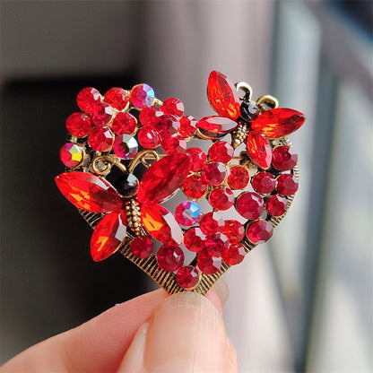 Alloy Butterfly Heart Brooch in Elegant Design