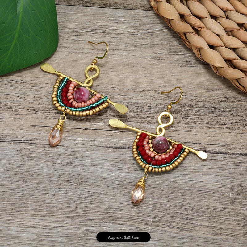 Image of Bohemian Vintage Woven Tassel Earrings design 1