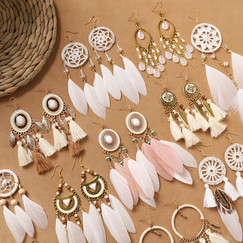 Handcrafted jewelry with feather details